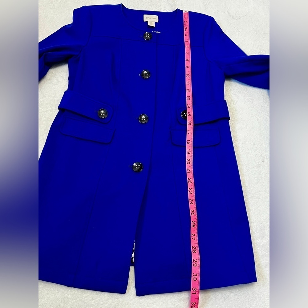 Chico's Royal Blue Ponte Pea Coat Blazer - Size Small (0) - Picture 12 of 15